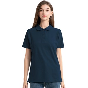 Polo de mezcla de algodón liso de color sólido para mujer, Polo de golf informal de manga corta, fabricante profesional de camisetas de golf de mujer, 2017 - Product Image 2