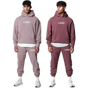 Chándal personalizado de fabricantes al por mayor para hombre, Sudadera con capucha y pantalones de chándal bordados con apliques de talla grande, conjuntos para unisex - Product Image 4
