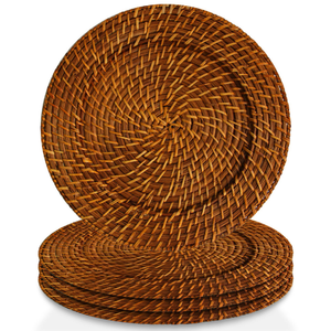 Natural Rustic Rattan <b>Charger</b> <b>Plates</b> <b>Bulk</b> Handmade Durable Lightweight Placemats for Wedding Banquet Catering Restaurant - Product Image 5