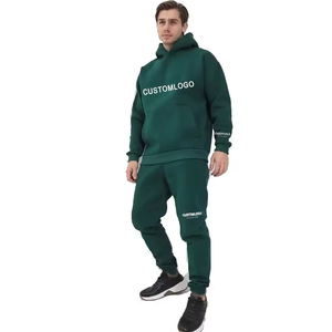 Sudadera y chándal con capucha de gran tamaño para hombre con estampado personalizado, ropa deportiva de algodón 100%, patrón sólido de talla grande para invierno - Product Image 1