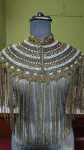 Hermosa y elegante capa burlesca con cuentas, hebras de lentejuelas, cuello recto para traje de Club festivo, hermoso bordado - Product Image 3