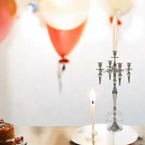 "Elegante candelabro plateado de 5 brazos, diseño impresionante, perfecto para entornos sofisticados y ocasiones especiales" - Product Image 6