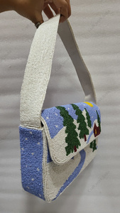 scenic beaded shoulder <b>bag</b> Indian fully handcrafted for women handmade luxury evening party fashion handbag artwork design - Product Image 3