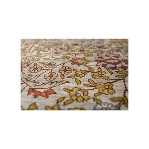 Alfombra de seda anudada a mano Gulmarg Ivory Paem-1266, rectangular, floral, de viscosa, para sala de estar, pasillo, para adolescentes - Product Image 3