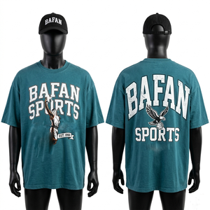 T-shirt homme oversize en coton premium, broderie vintage, impression en relief, logo personnalisé, 100% coton, coupe ample, imprimé. - Product Image 4