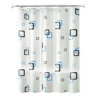 Rideau de douche imprimé chat de dessin animé mignon, motif quadrillé blanc, rideau de salle de bain imperméable en tissu, personnalisable OEM