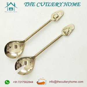 Juego de cubiertos Exportador de juego de ensalada de oro con mango de arcoíris de latón de alta calidad disponible para compradores a granel - Product Image 4