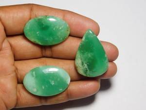 3pcs Chrysoprase Gemstone Lot Cabochons Chrysoprase naturelle Pierres précieuses en vrac pour la fabrication de bijoux 101Cts - Product Image 4