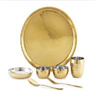 Ensemble Thali revêtu de PVD de haute qualité, style fantaisie, beau design, qualité inégalée avec une grande remise.