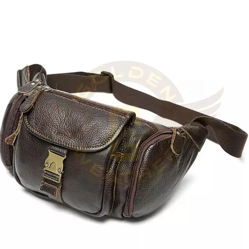 Genuine Leather OEM Waist Bag Men's Leather Fanny Pack Belt Bag Sling Men Bag Men Waist Pack Money Belt Pouch
