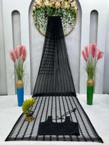 Saree นักออกแบบที่สวยงามในผ้าตาข่ายนุ่มกับด้ายและเลื่อมทำงานคู่กับเสื้อในผ้าไหม banglori - Product Image 6