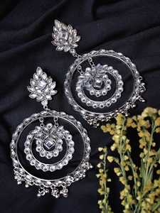Best Selling High Grade Oxidised <b>Silver</b> Multi Round <b>Drop</b> <b>Earrings</b> High Quality Ethnic Jewelry Direct Indian Supplier Wholesale - Product Image 2