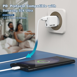 Chargeur ultra fin 20w Gan pour <span class=keywords><strong>iPhone</strong></span> Samsung iPad, <span class=keywords><strong>adaptateur</strong></span> de charge rapide portable, USB C 20w, chargeur mural universel type C - Product Image 4