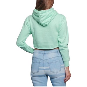 Sweat-shirt court léger de haute qualité pour femmes haut à capuche à manches longues Logo personnalisé impression de la marque décontracté tricoté pour l'exportation BD - Product Image 4