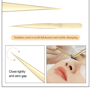 Pince à épiler pour extension de cils personnalisée en acier inoxydable avec logo, pince à épiler droite et courbée pour volume, marque privée - Product Image 3