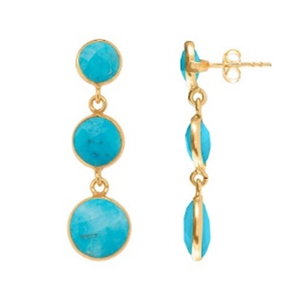 New Arrival Turquoise Gemstone 925 Sterling Round Shape Silver Earrings - Product Image 1