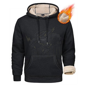 Sweat-shirt à capuche épais doublé en polaire Sherpa pour hommes Sweat-shirt à capuche d'hiver en peluche Sherpa intérieur Sweat-shirt à capuche épais - Product Image 6