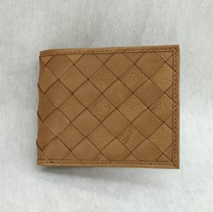 Portefeuilles en cuir de vache véritable lavé, porte-cartes RFID, pochettes pour femmes, tressés, pliables, courts, à la mode, doublure en polyester PU - Product Image 4