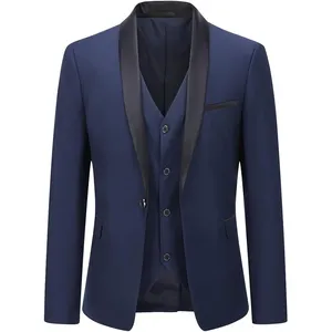 Venta al por mayor Gran oferta hombre Blazers chaqueta pantalones chaleco pantalones vestido chaleco Formal negocios boda 3 piezas hombres traje conjunto esmoquin - Product Image 1