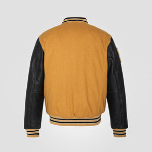 Chaqueta universitaria de chenilla de lana 100% personalizada para hombre, parches bordados de béisbol universitario de alta calidad, Mangas de cuero de estilo callejero - Product Image 2