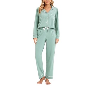 Ensemble de pyjama décontracté en coton pour femme, robe tissée, taille élastique, doux et respirant, idéal printemps-été-automne, motif lettres décontracté - Product Image 4