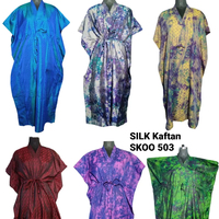 Kaftan Sutra Murni 100% Wanita Mewah, Panjang Lantai, Gaya Boho, Longgar, Kerah V, Ukuran Besar, Warna Sesuai Pesanan, Alami
