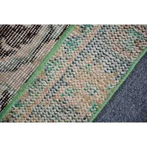 Turkish Vintage Small Rug 1.6x3.1 ft, <b>Brown</b> Floral Rug <b>Wool</b> - Product Image 5