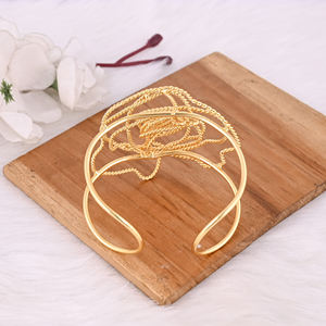 กำไลข้อมือทองเหลืองชุบทองเหลืองกำไลข้อมือแฟชั่นอินเทรนด์แบบเปิดปรับได้เครื่องประดับแฮนด์เมดสำหรับผู้หญิงขายส่ง - Product Image 4