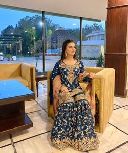 Présentation de New Designer Budget Friendly party wear kurta Sharara avec dupatta Set - Product Image 2