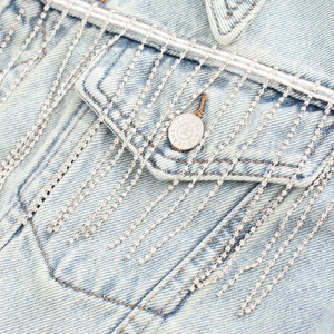 แจ็กเก็ตยีนส์ทรงกว้างของผู้หญิงแจ็กเก็ตยีนส์ทรงหลวมใส่สบายสไตล์แฟชั่นสำหรับผู้หญิง - Product Image 6