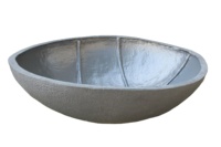Pot de jardin ovale de luxe moderne KNT en FRP gris, finition sculptée à la main, incassable, pour plantes d'extérieur, fleurs/arbres vertes
