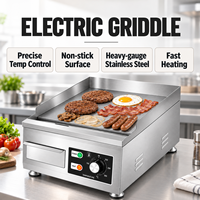 Plaque de cuisson électrique professionnelle en acier inoxydable de 8 mm d'épaisseur pour Teppanyaki, burgers et snack-bars