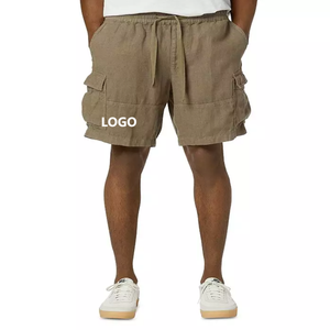 Pantalones Cortos Cargo de Lona Sólida Estilo Urbano para Hombre, 100% Algodón, Cintura Elástica Tejida, Resistentes al Viento, Secado Rápido y Transpirables - Product Image 4