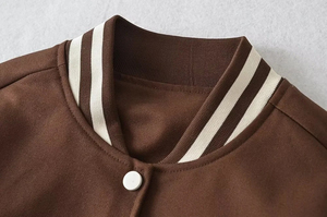 Top tendance femmes décontracté culture université veste en cuir respirant tissé coton à manches longues longueur courte couleur personnalisée - Product Image 3