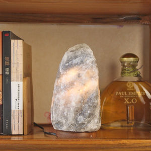 Lámpara de sal gris del Himalaya 2025, roca mineral artesanal Premium de alta calidad con Base de madera tallada, lámpara de sal de forma Natural - Product Image 6