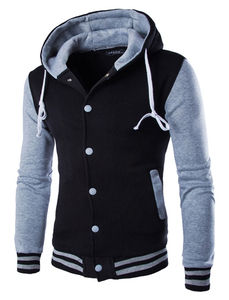 Sweat-shirts en molleton à patchwork chauds d'hiver pour hommes, logo personnalisé en gros, sweat-shirts classiques de baseball, personnalisation complète, unisexe - Product Image 2