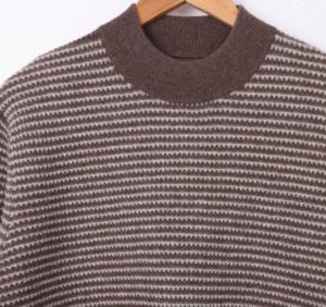 Pull rayé décontracté pour hommes, pull d'hiver en tricot épais, sweat à capuche en coton à la mode à col rond, vente en gros sur mesure - Product Image 2