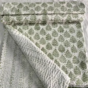 Best Price Cotton Dry Cleaned Reversible Handblock Printed Baby Kantha Quilt at Wholesale Purchase