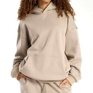 Sudadera con Capucha Personalizada de Estilo Urbano Vintage, Holgada, de Alta Calidad, Gris, de Felpa Gruesa de Algodón, Informal, con Estampado Puff para Mujer - Product Image 5