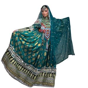 Nouvelle Arrivée Robes de Soirée Bohèmes Vintage en Velours Lourd Brodé pour Femmes, Tenues de Mariage Afghanes et Pakistanaises, Teintes Unies - Product Image 1