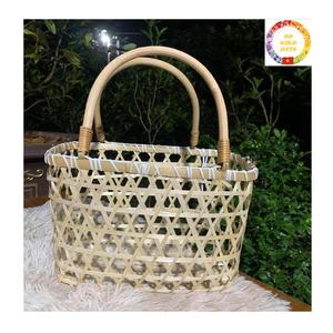 Cesta de regalo natural de ratán y bambú, cesto de vacaciones Tet, cesta decorativa de almacenamiento de Vietnam - Product Image 3