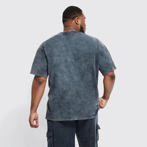 Prix d'usine T-shirt batik vintage surdimensionné en coton bio personnalisé DTG imprimé poids lourd délavé à l'acide long col uni 3D long - Product Image 2