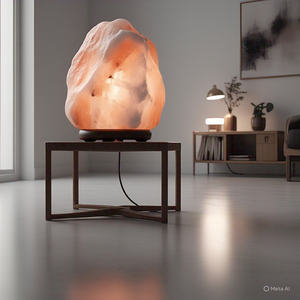 Lámpara de sal del Himalaya regulable hecha a mano Estilo Feng Shui natural con sal de roca tallada Luz de brillo ajustable en todos los colores - Product Image 4