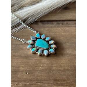Southwest Handmade Multi Stone & Sterling Silver Cluster <b>Necklace</b>-<b>Fashion</b> <b>Layered</b> Jewelry - Product Image 3