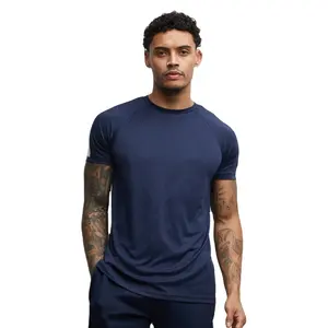 Camisas de bambú personalizadas para hombre, ropa transpirable para correr, Fitness, entrenamiento, deporte, gimnasio, perforación, Fitness en seco, camisas musculares