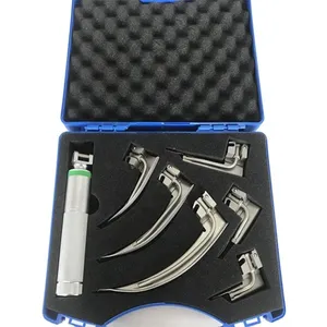 Köstebek tıbbi cerrahi aletler Fiber optik laringoskop tüm satış fiyatı oem Mac bıçak kolu manuel güç ile Set