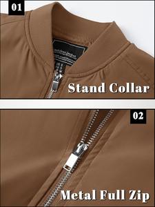 แจ็คเก็ตบอมเบอร์ลำลองสำหรับผู้ชายสำหรับฤดูใบไม้ร่วงฤดูใบไม้ผลิเสื้อกันลมผ้าคุณภาพพร้อมปักตกแต่งมีซิปเสื้อโค้ทเครื่องแบบ - Product Image 4