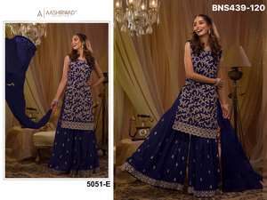 ชุดสلوارอินเดียแบบดั้งเดิมผ้าจอร์เจตต์ปักลายประดับด้วยเลื่อม หิน และกระจก ซื้อออนไลน์ - Product Image 4