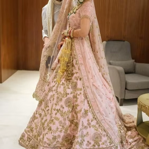 <b>Simple</b> & Beautiful Bridal- Koti--<b>Lehenga</b>--Dress with --Embellished in Crystal Glass Beads Stone Work for Wedding=2021 - Product Image 6