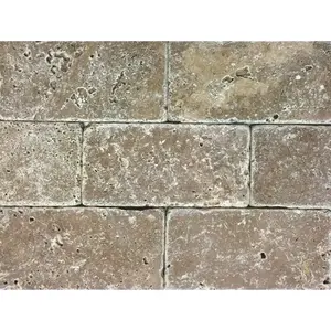 Noce Tuscany 3x6 Azulejo de travertino caído envejecido Material PP luminoso para Interior Exterior para aplicación de parque contra salpicaduras de cocina - Product Image 1